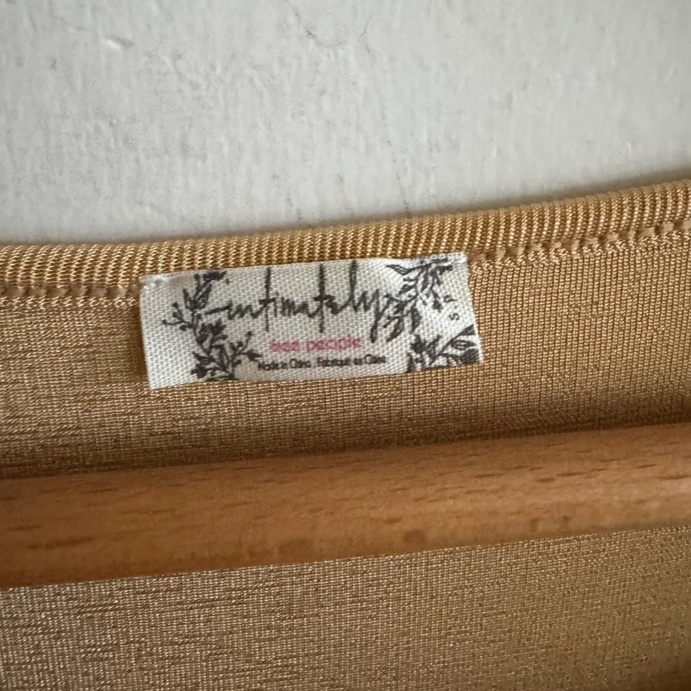 Free People metallic gold yellow bodysuit Ruched Sleeve Good Bodysuit size small - Picture 6 of 7